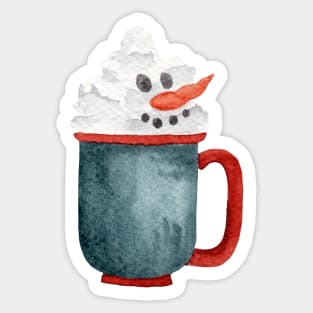 Hot Chocolate Snowman - red and blue mug Sticker